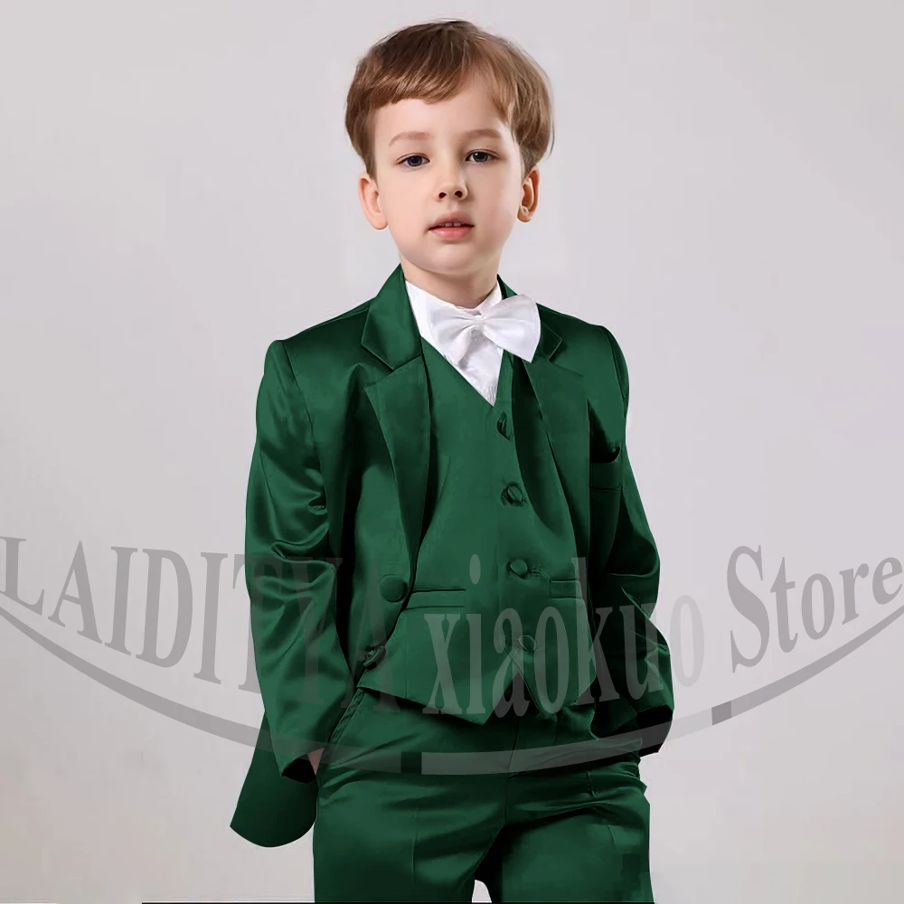 Satin Baby Boy Clothes Fashion Notch Lapel Single Breasted Wear 3 Piece Formal Wedding Tuxedo Daily Casual Children's Clothing