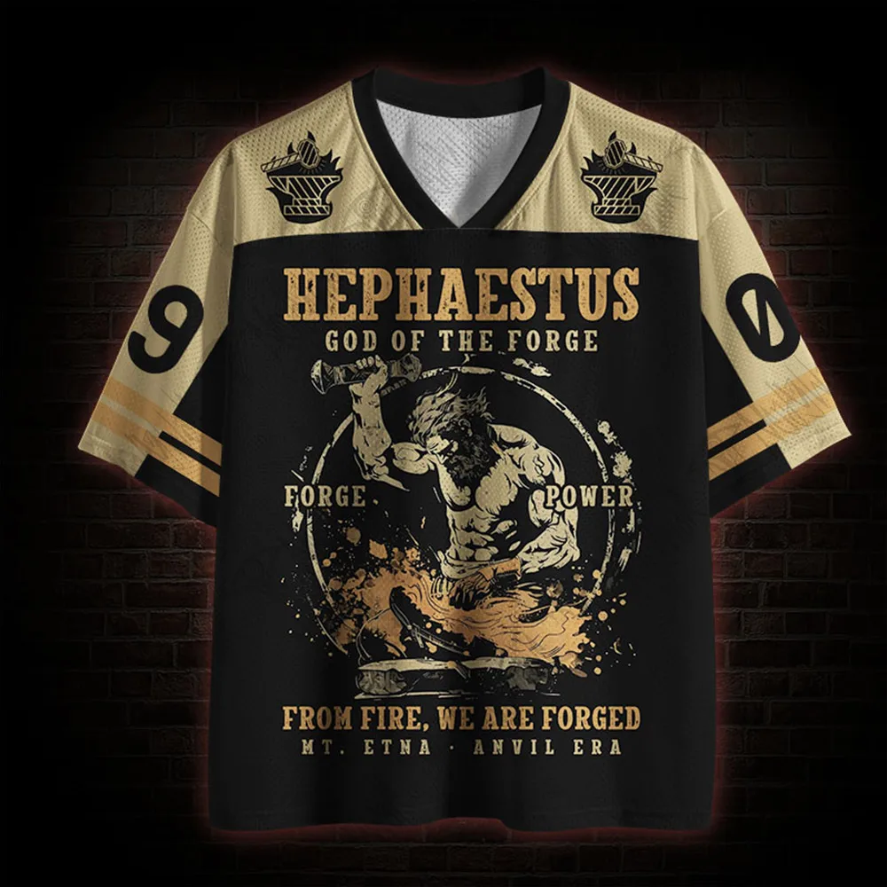 Hot Selling Street Quick Drying Mesh Sportswear, Black Series Mythical God Series, Adult Fitness Breathable V-neck T-shirt