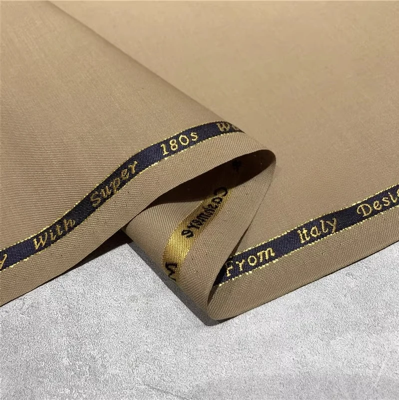 Italian-Style Worsted Wool Twill Fabric Wrinkle-Resistant Designer Suits & Trousers Material for Business Attire Wholesale