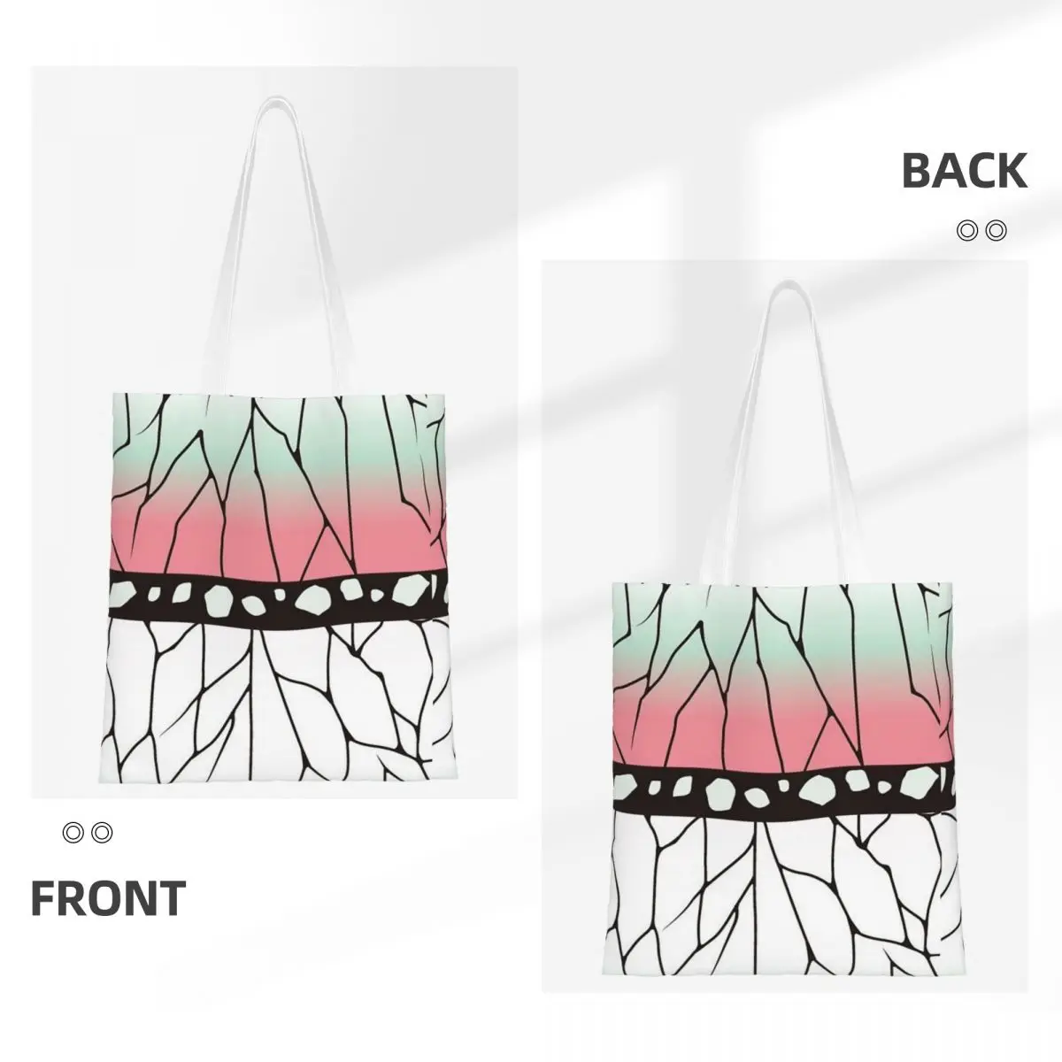 Kimetsu No Yaiba Shopper Bag Demon Slayered Bolsas ao ar livre Senhoras Bolsas de compras personalizadas Lazer Bolsa de poliéster