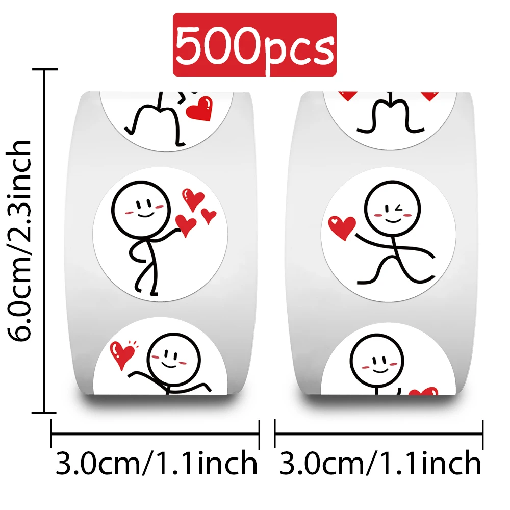 500pcs Matchman Love Roll Stickers Decals For Phone Scrapbook Luggage Skateboard DIY Cartoon Aesthetic Stickers Creative Gifts