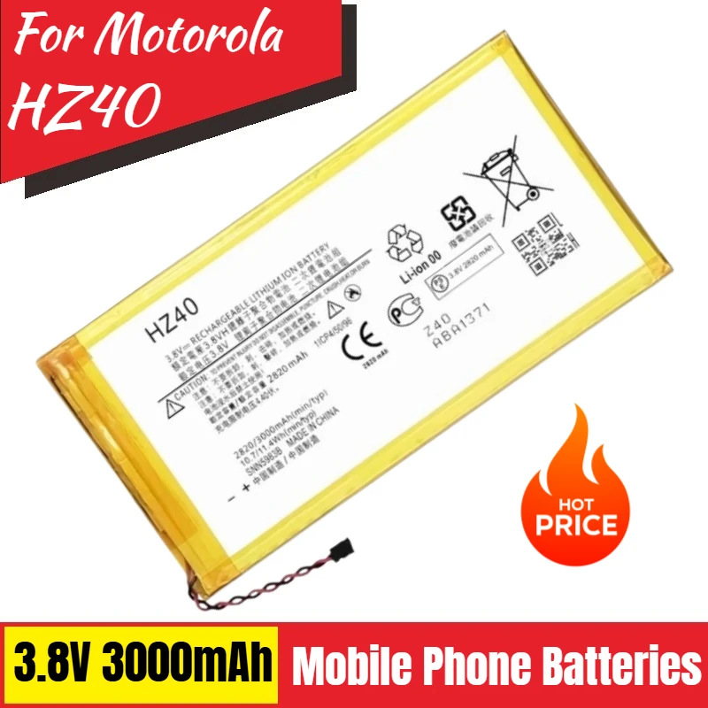 

HZ40 Battery 3.8V 3000mAh for Motorola Z2 Play XT1710-06 XT1710 XT1710-08 XT1710-09 XT1710-11 Mobile Phone New High Quality