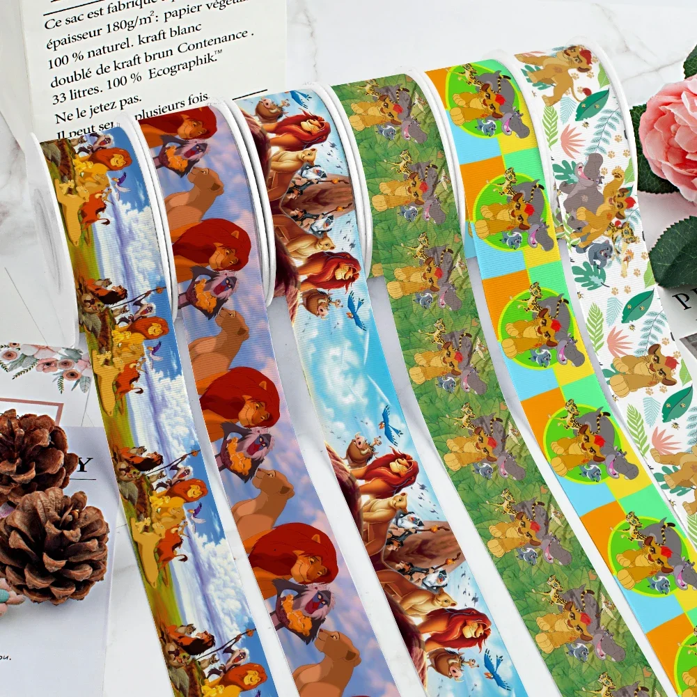 Disney Lion King Cartoon Design Printing Grosgrain Ribbon For DIY Hair 5 Yards