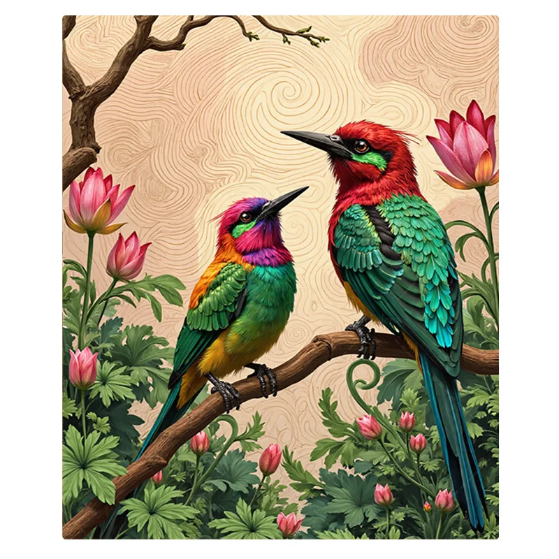 1pc 플란넬 담요 활기찬 새와 꽃 홈 장식을 위한 아늑한 담요