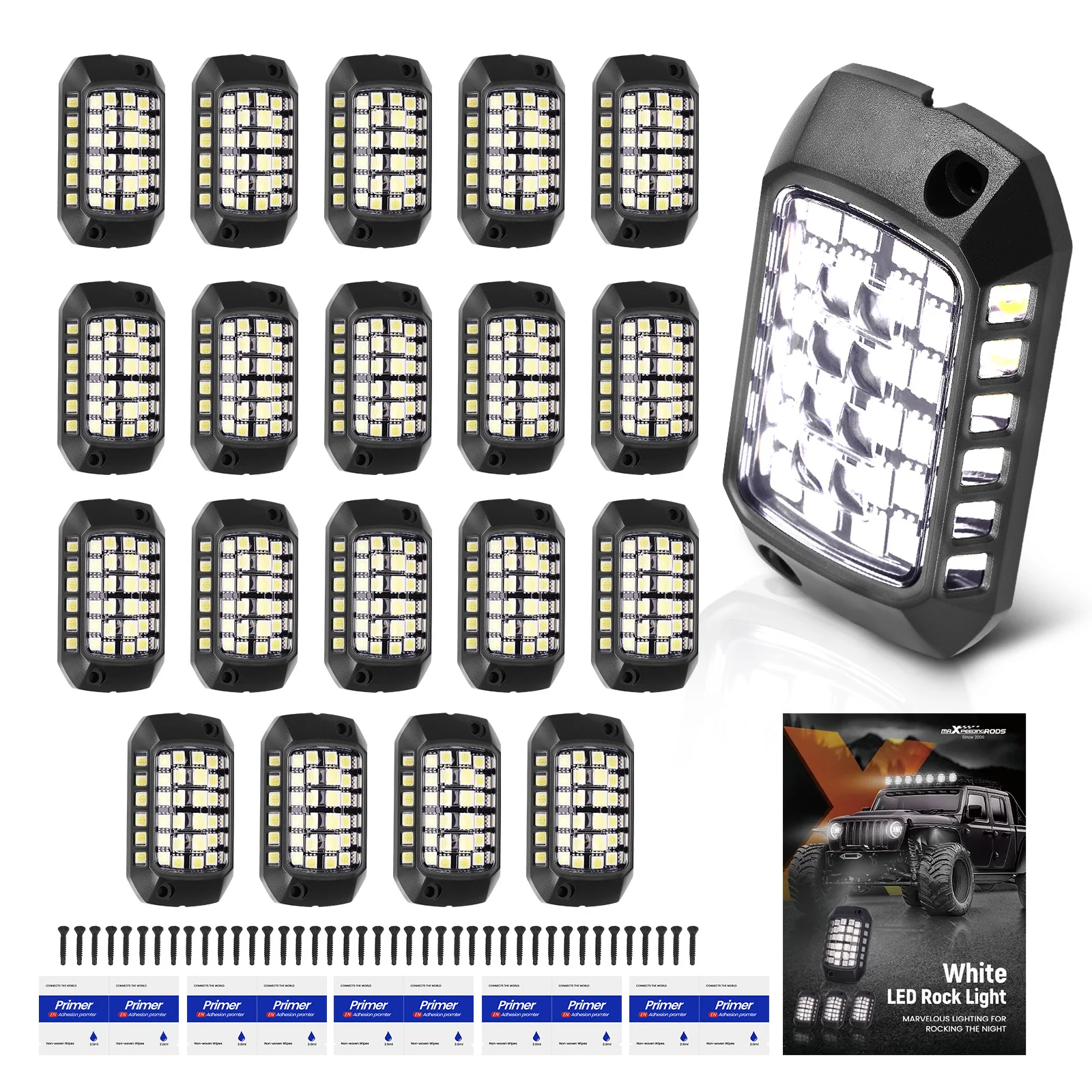 

36LED Rock Lights White for Car Truck SUV ATV Jeep 6000K IP67 Underbody 20Pcs LED Rock Lights White LED Rock Lights