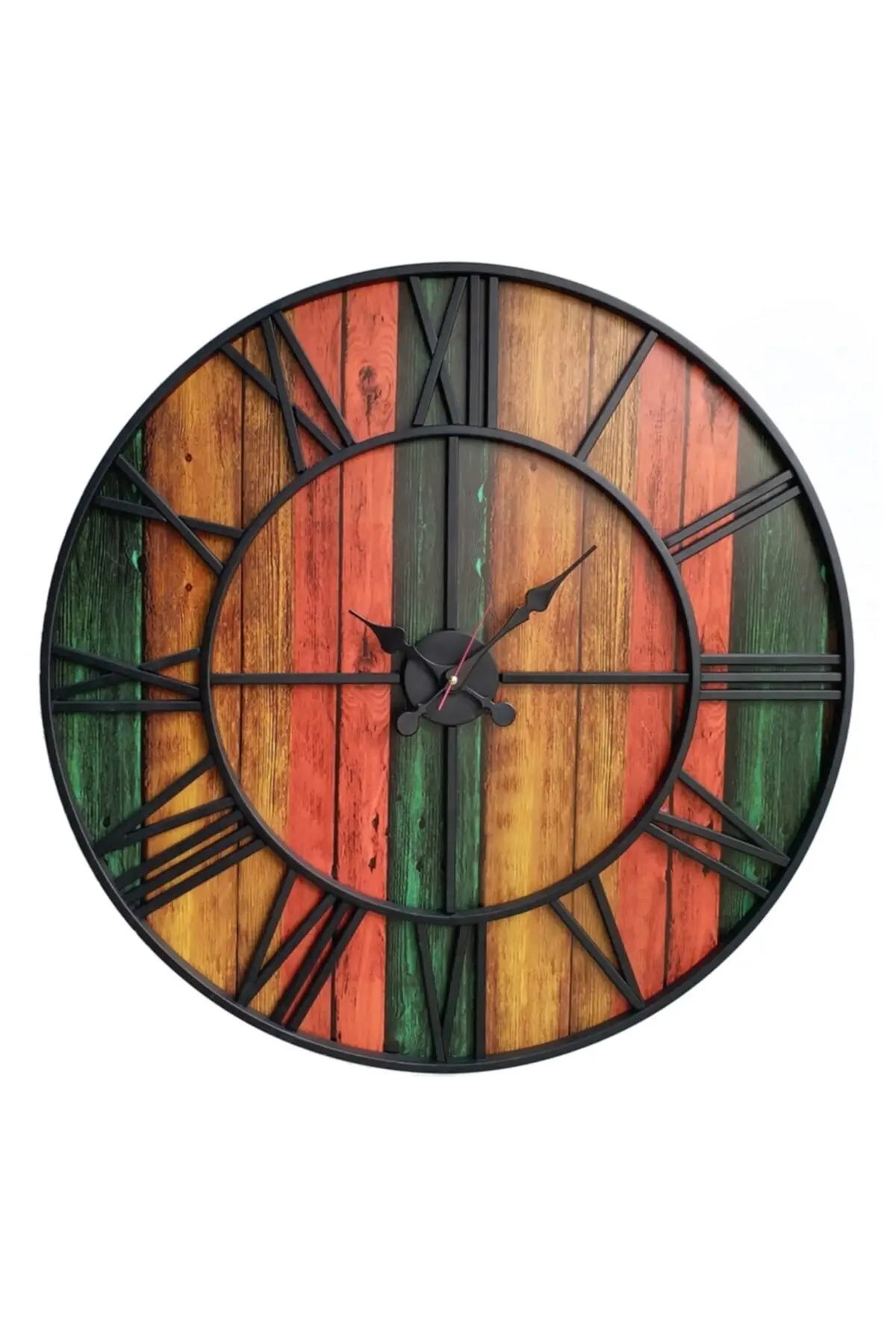 Uras Wrought Iron Wall Clock 7615 03 Black Color Wood 76cm 3d Wall Clock Creative Home Decor