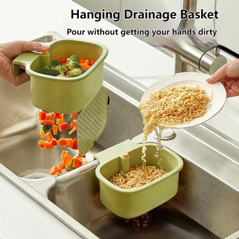 

Sink Draining Hanging Basket Kitchen Sponge Rag Storage Rack Kitchen Sink Residue Filtration Anti-clogging Draining Basket