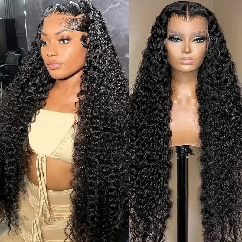 

13x6 Lace Frontal Wig Human Hair 30 40 Inch Transparent 100% Brazilian Curly Wigs Natural Deep Wave Front Cheap For Women Choice