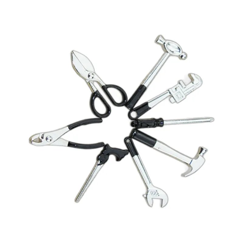 3picecs 1:12 مقياس دمية طقم أدوات مصغرة 8 قطعة مطرقة محاكاة مفتاح قابل للضبط لتقوم بها بنفسك الحرف المشهد الدعائم