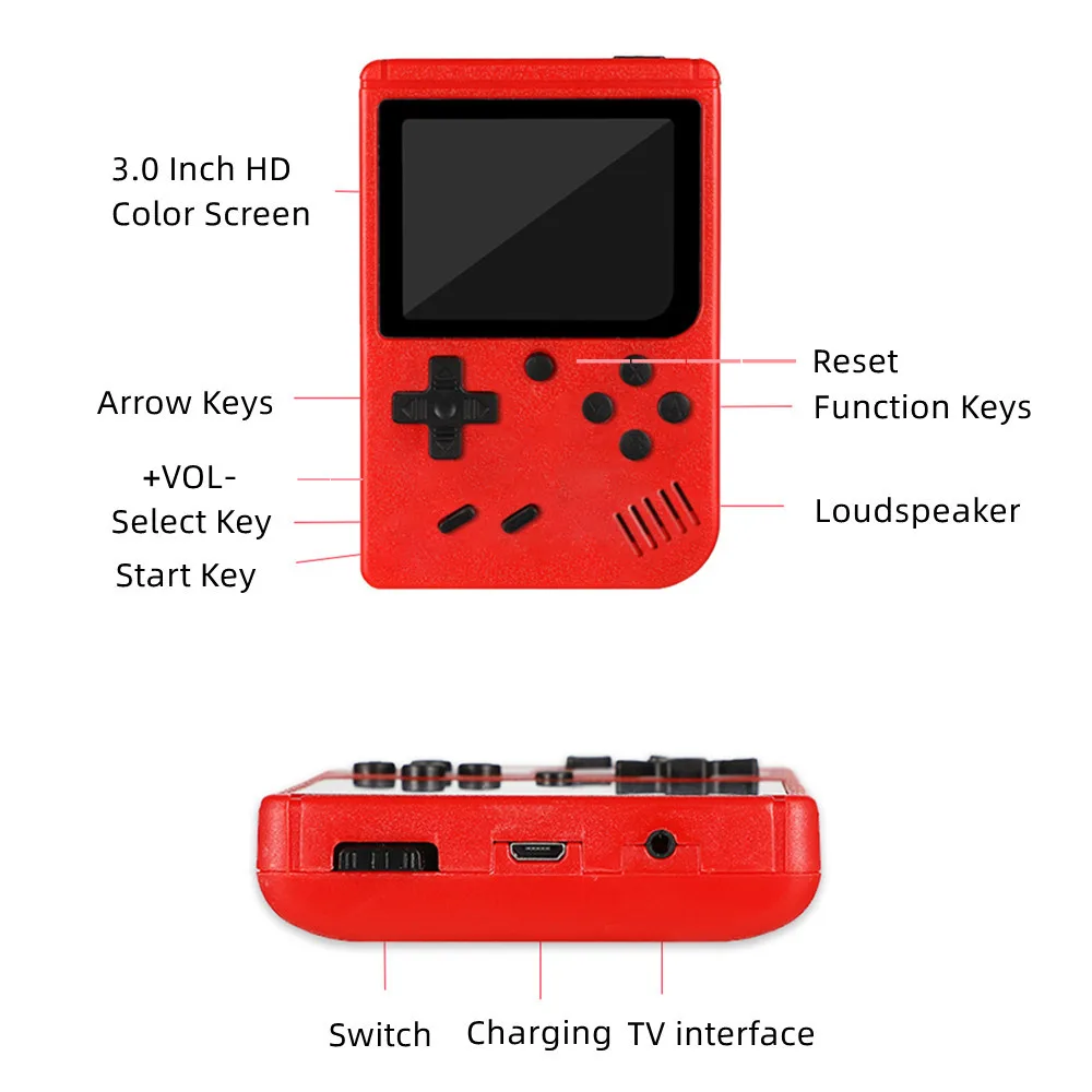 Retro Handheld Game Console Built-in 400 FC Games with Portable Case 3.0 Inch LCD Screen Video Game Player Kids Boys Gift