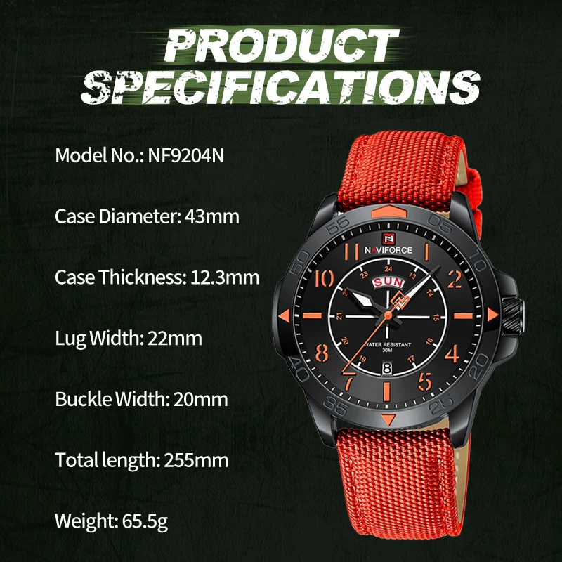 New Style NAVIFORCE Nylon Strap Men\'s Wristwatch Fashion Casual Man Waterproof Quartz Calendar Watch Original Brand Male Watches