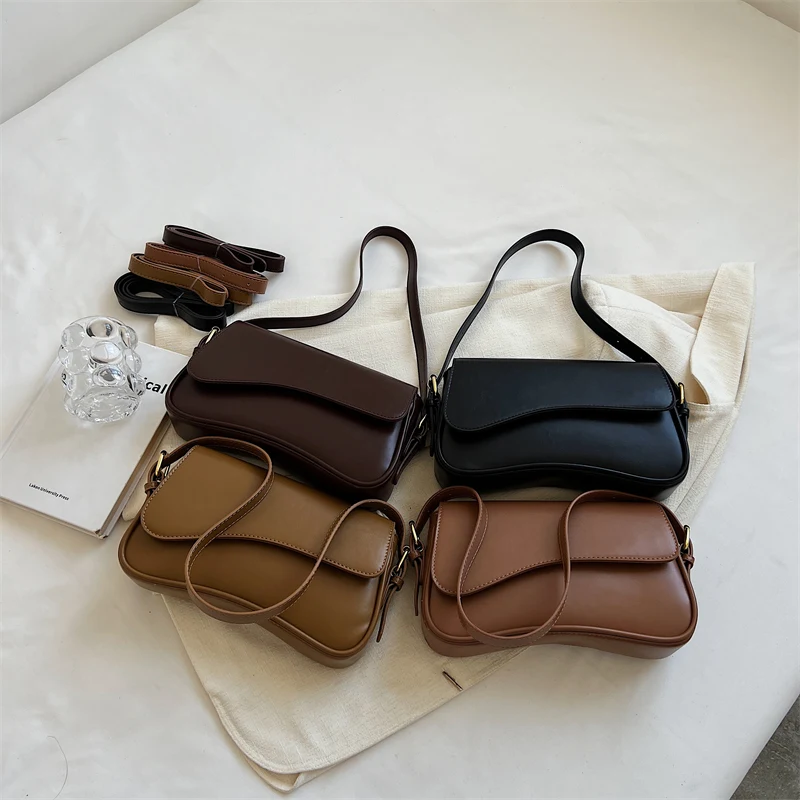 LEFTSIDE Vintage Small PU Leather Flap Underarm Bags for Women 2023 Spring Females Crossbody Bag Armpit Handbags and Purses