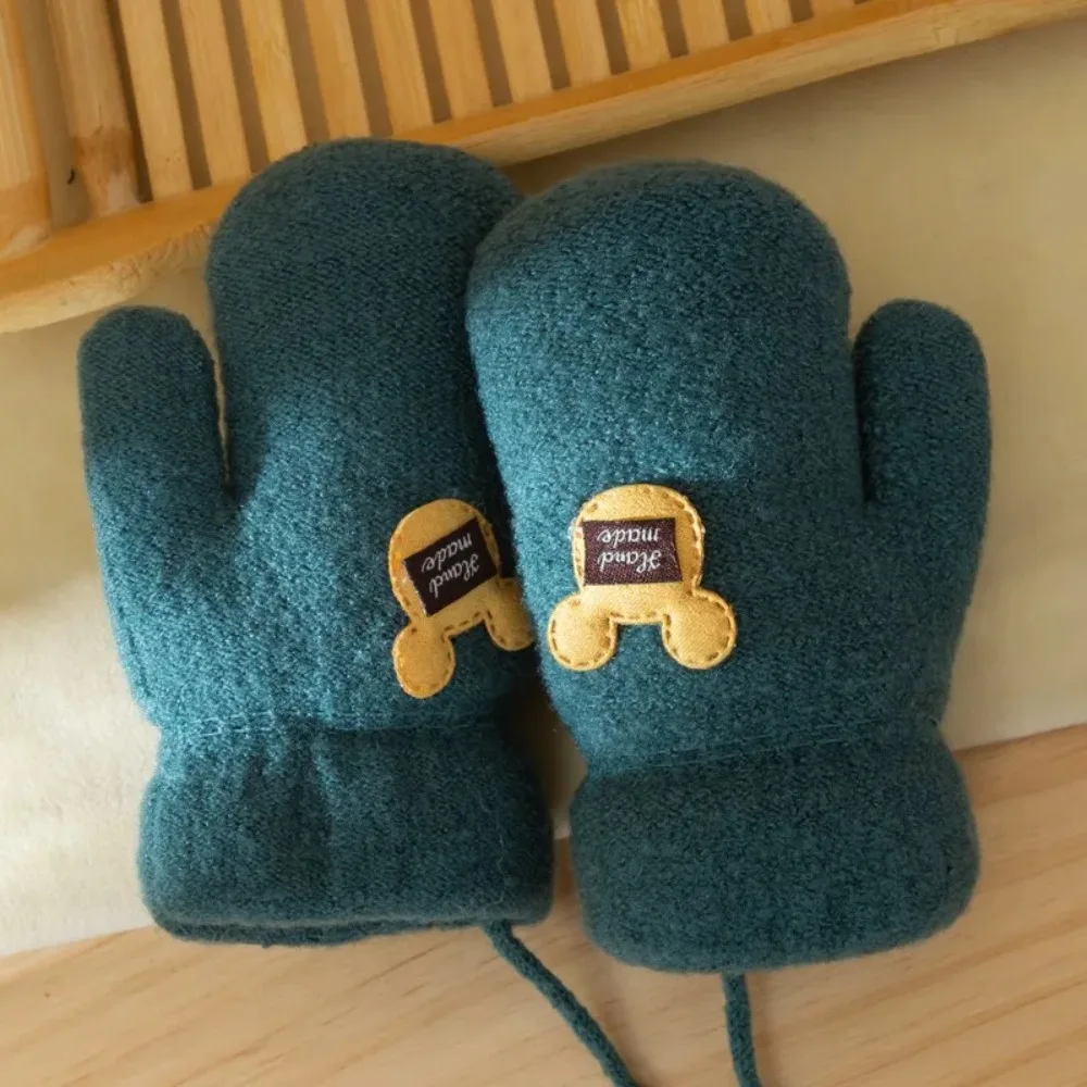 Winter Baby Warm Cotton Mittens Newborn Children Kids Winter Gloves Plush Thicken Boys Girls Gloves Kids Green Accessories