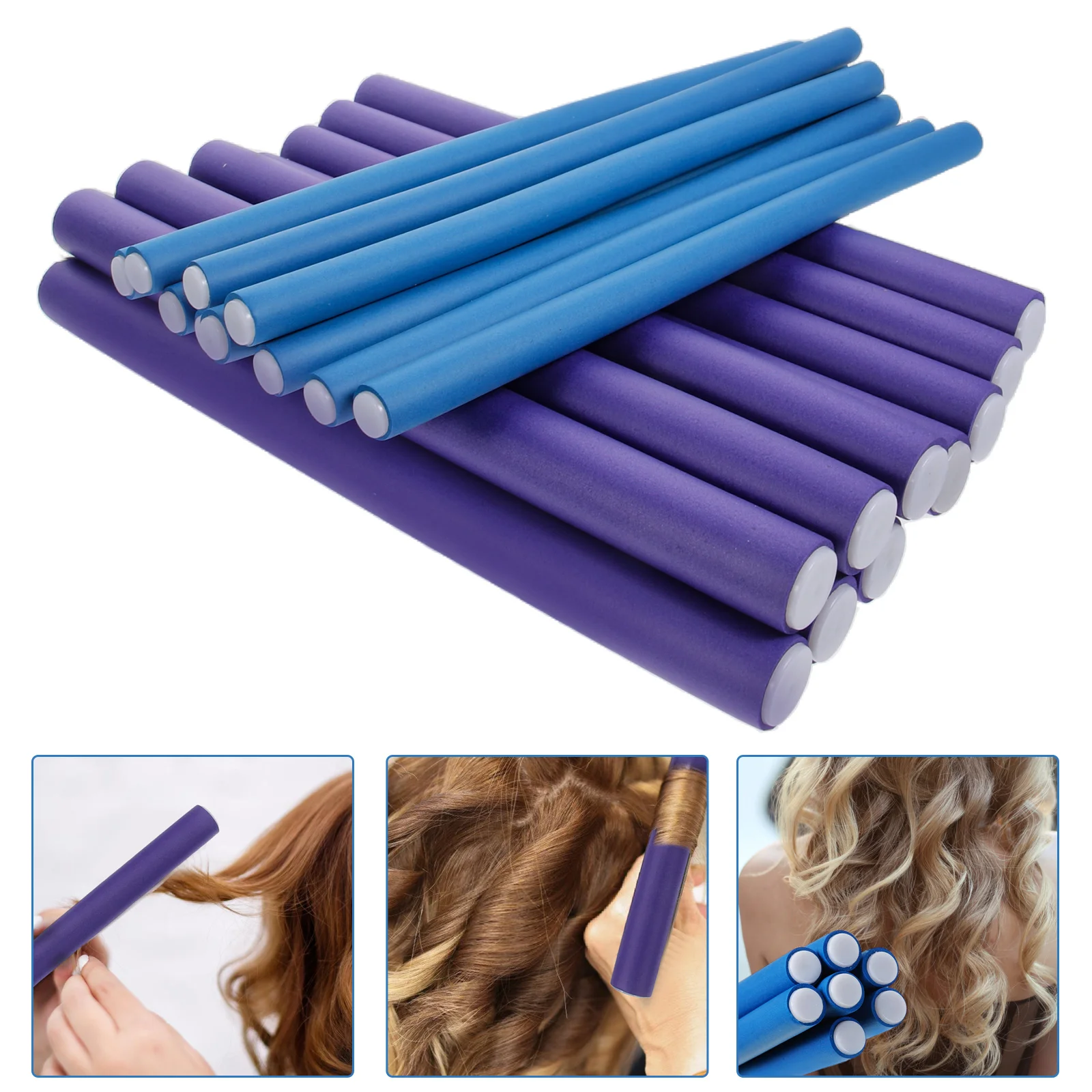 

20 Pcs Curling Iron Easy to Use Hair Curler Heatless Rod Headband Rollers Rubber