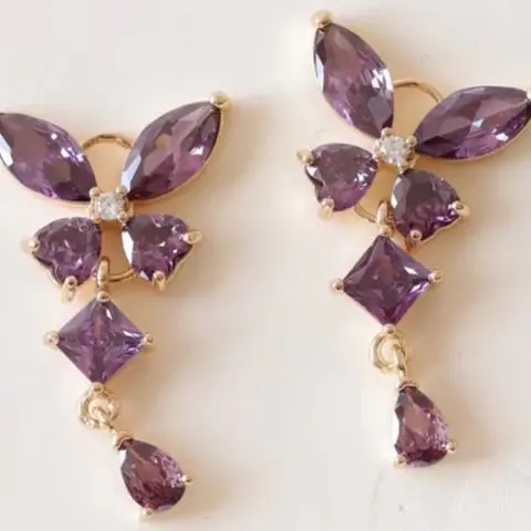 

2 шт. 32,2 мм DIY аксессуар ручной работы из медного настоящего золота с цирконом в лесном стиле пэчворк бабочка капля воды длинный кулон