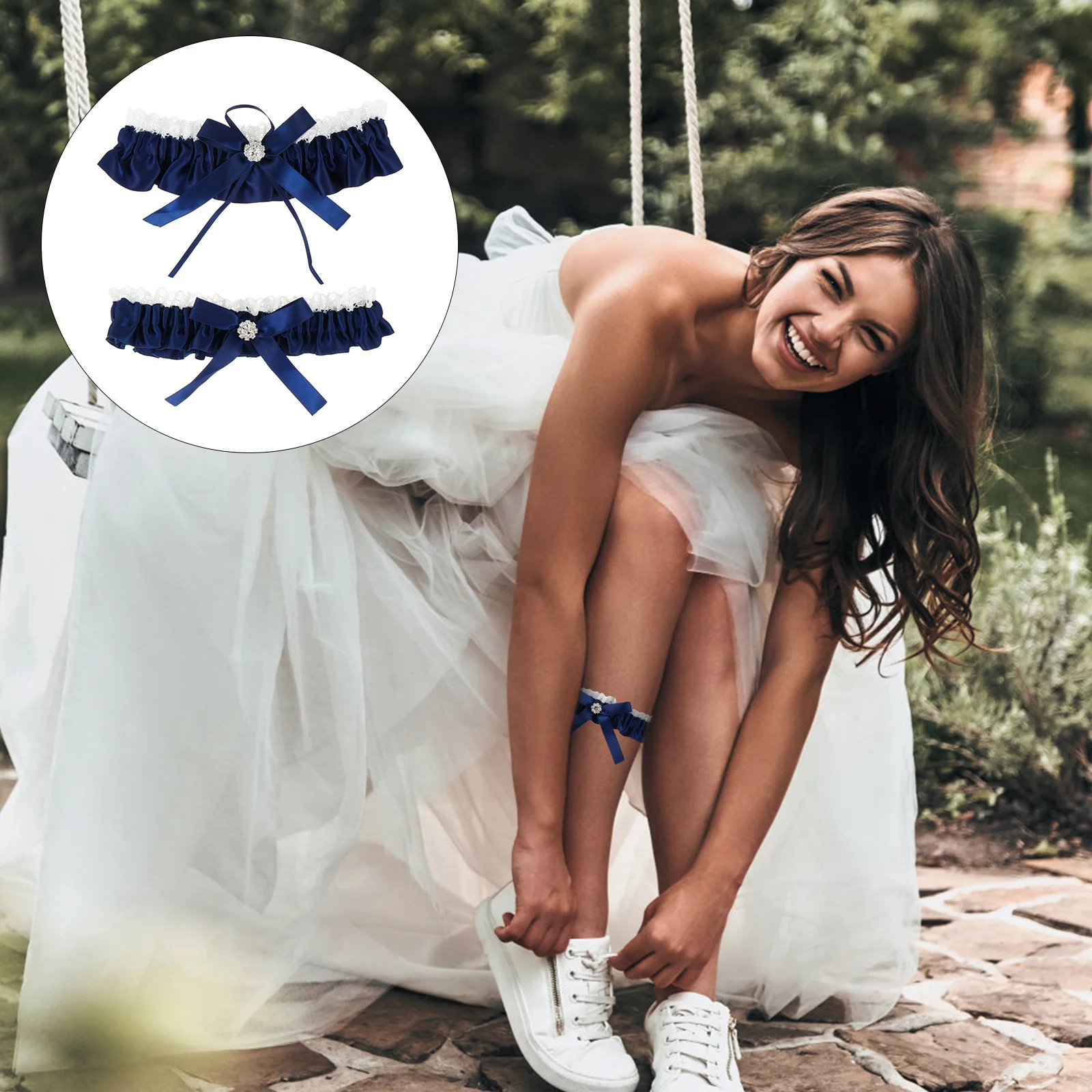 

1 Pair Lace Garters Bridal Wedding Accessory Soft Elastic Bowknot Thigh Ring Decorative Leg Decoration Women Garter