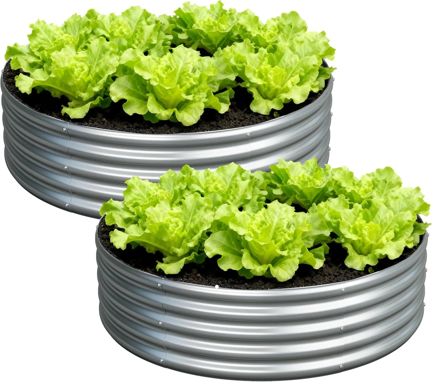 

Оцинкованная круглая приподнятая грядка 4x4x1 фут, уличный ящик-клумба для овощей, цветов и трав, серебристый