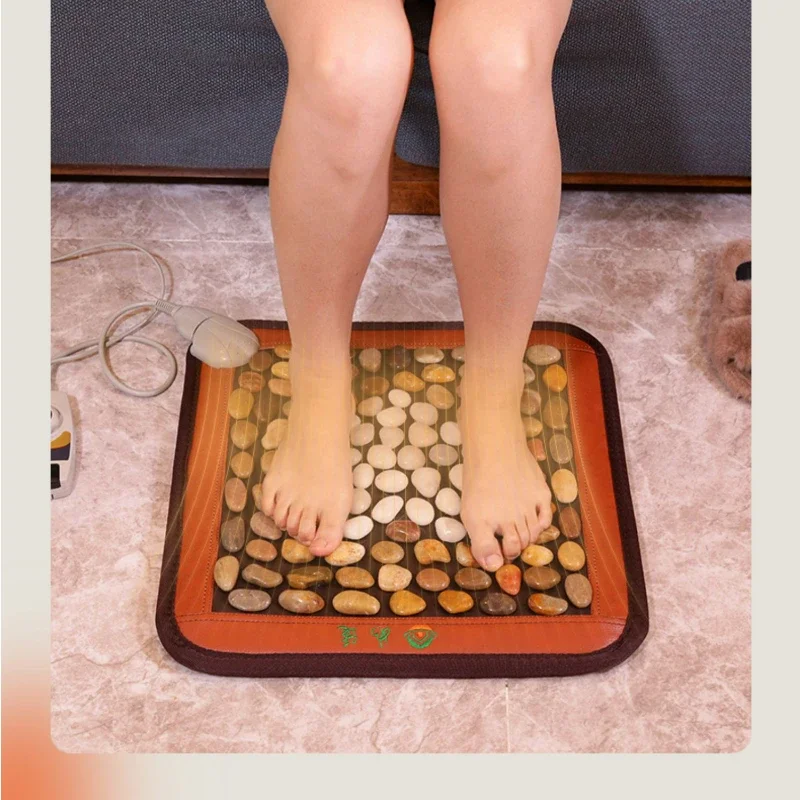 Electric Heated Cobblestone Foot Massage Pad, Yuhua Stone Massage Cushion, Acupoint Acupressure Mat Floor Cushion Foot Massagers