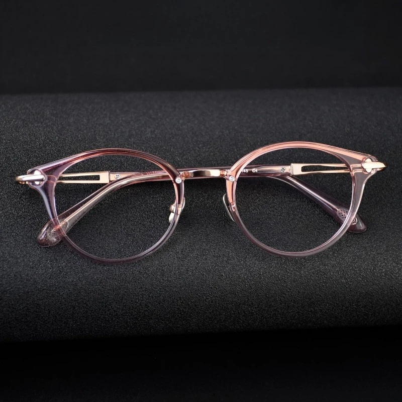 CLLOIO Trendy Classic Prescription Glasses Blue Light Blocking Oval Acetate Frame Titanium Temple Progressive Myopia Eyewear