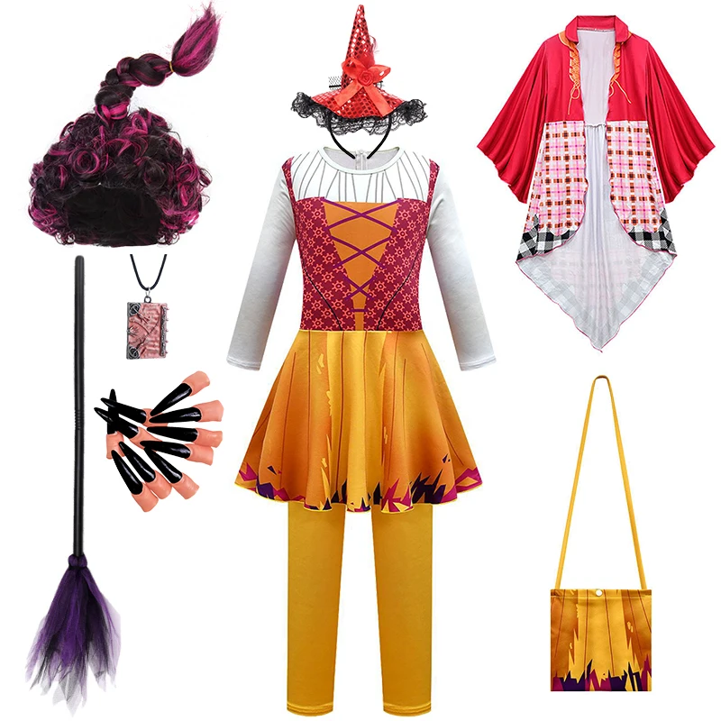 Sanderson Sister Winifred Sarah Mary Witch Kids Clothes Halloween Cosplay Carnival Party Children's Costume Fantasy Girls Outfit