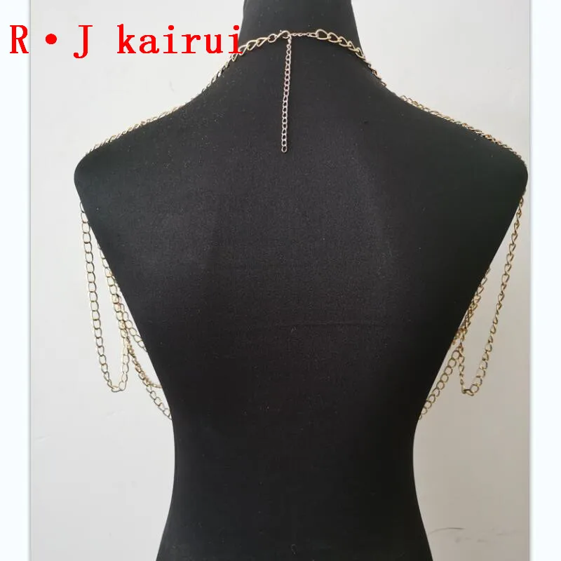 New RJBY2202 Gold Chains Neck Shoulder Chains Body Jewelry Unique Top Costume Jewelry 2 Colors