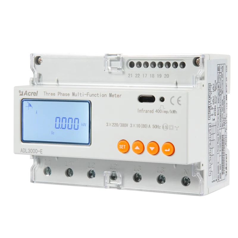 

Acrel 80a input 3 Phase Multi-function Energy Meter Din rail installation support Harmonic measurement with RS485 communication