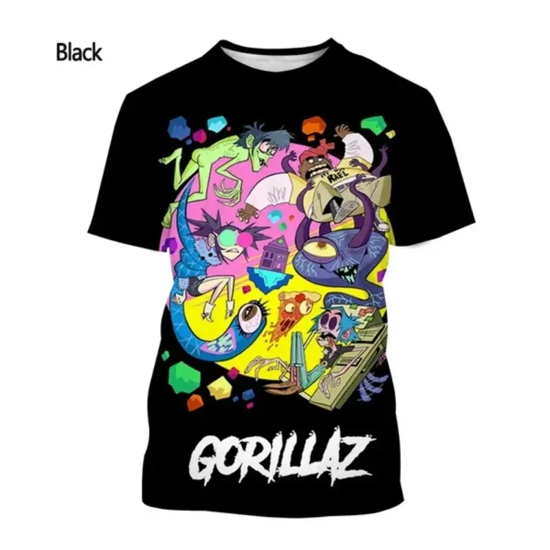 Hot Virtual Rock Band Gorillaz 3D Printing O-neck T-shirt Summer Fashion Men Women Short Sleeve Casual Unisex clothing