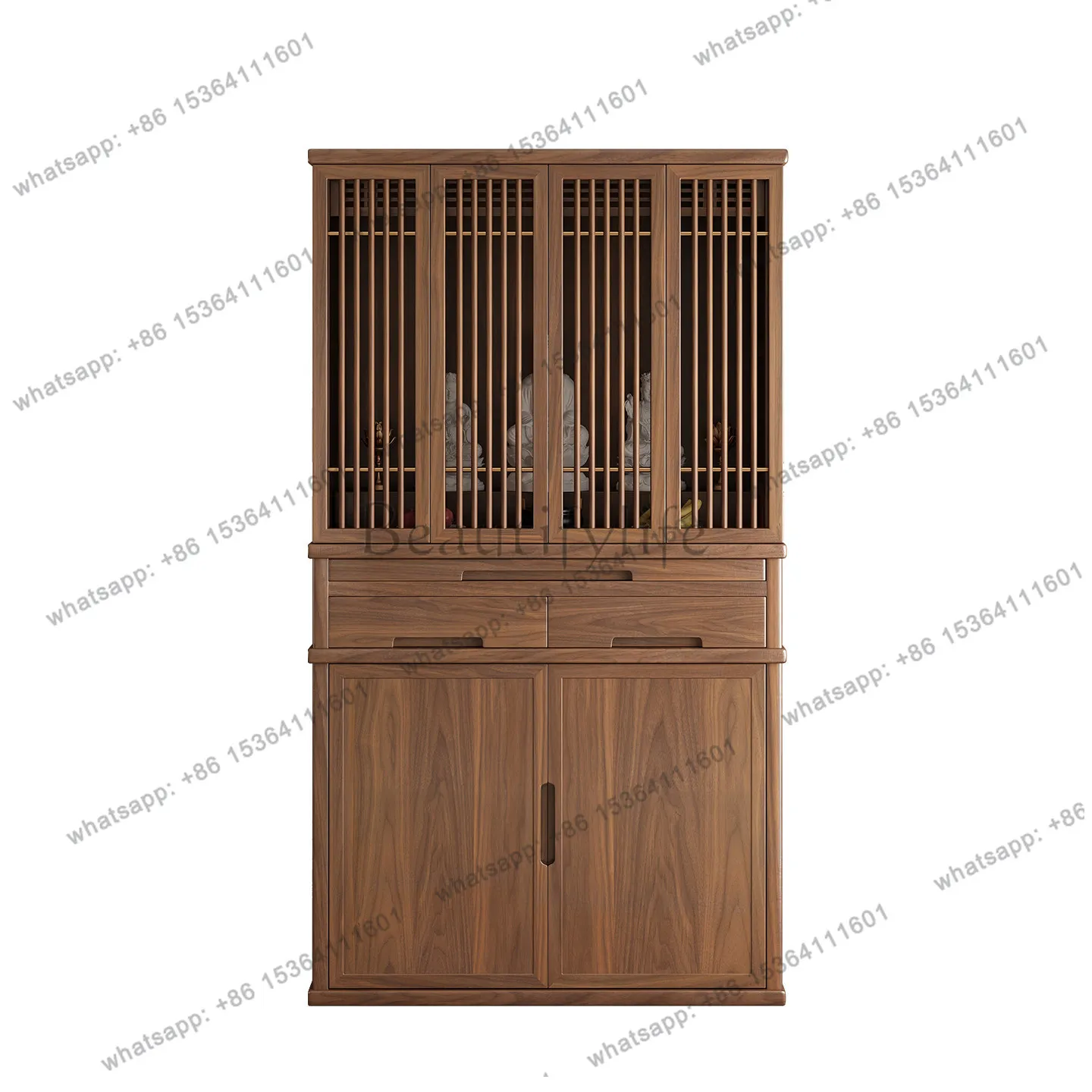 

New Chinese Buddhist niche vertical cabinet integrated wall with door solid wood Buddhist hall table