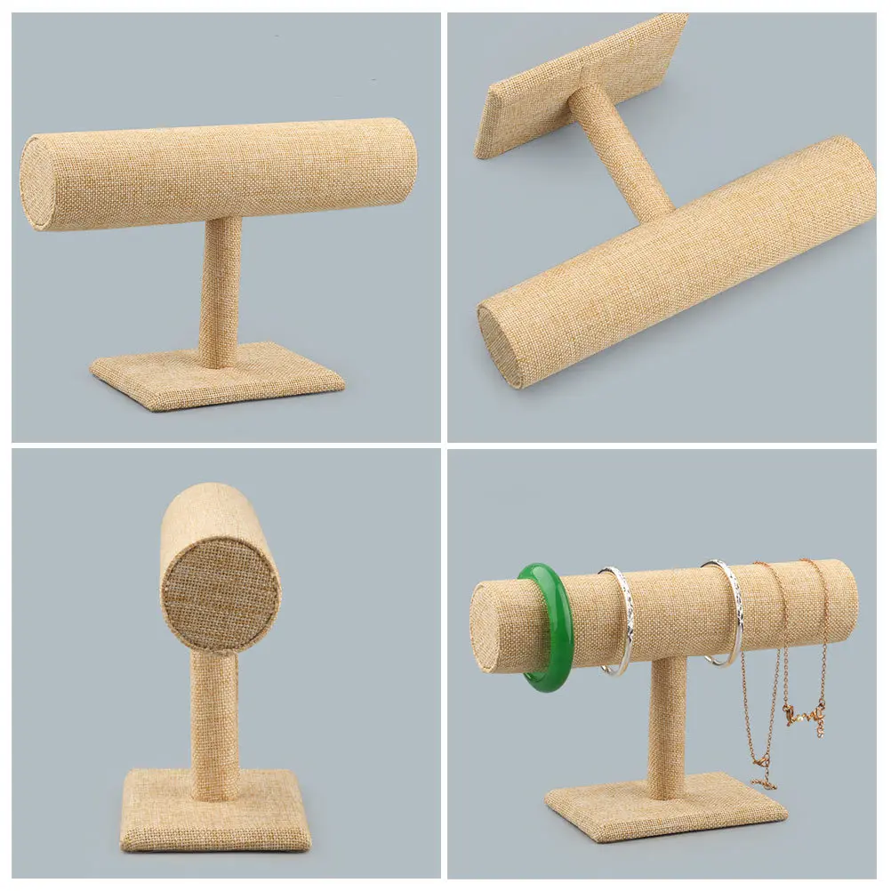 2Pcs Bracelet Display Stand Linen Jewelry Organizer Single Tier Rack for Home Shop Storage Protection Jewelry Display Stand