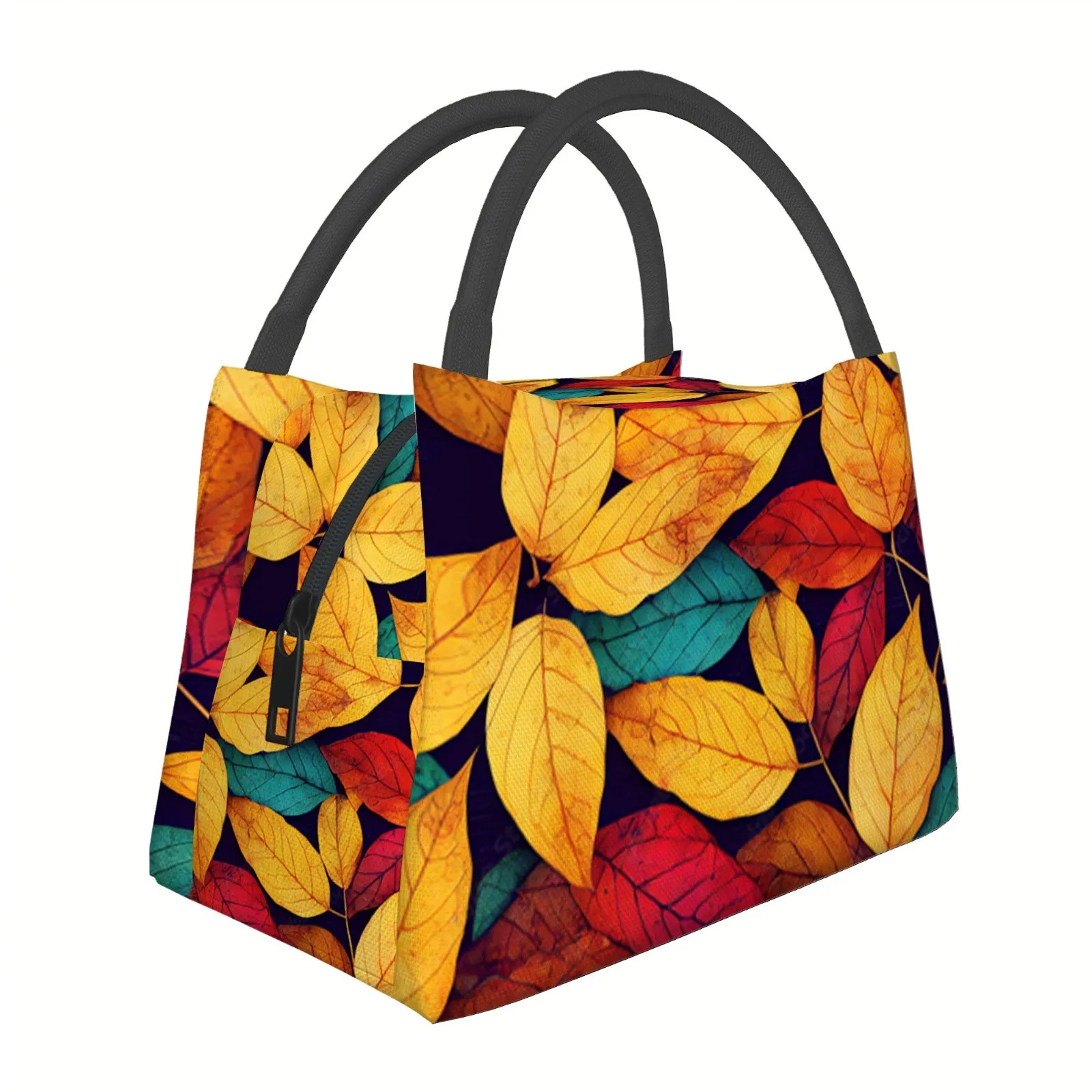 Autumn Leaves Thermal Lunch Bag Insulated Reusable Oxford Fabric Tote For Unisex