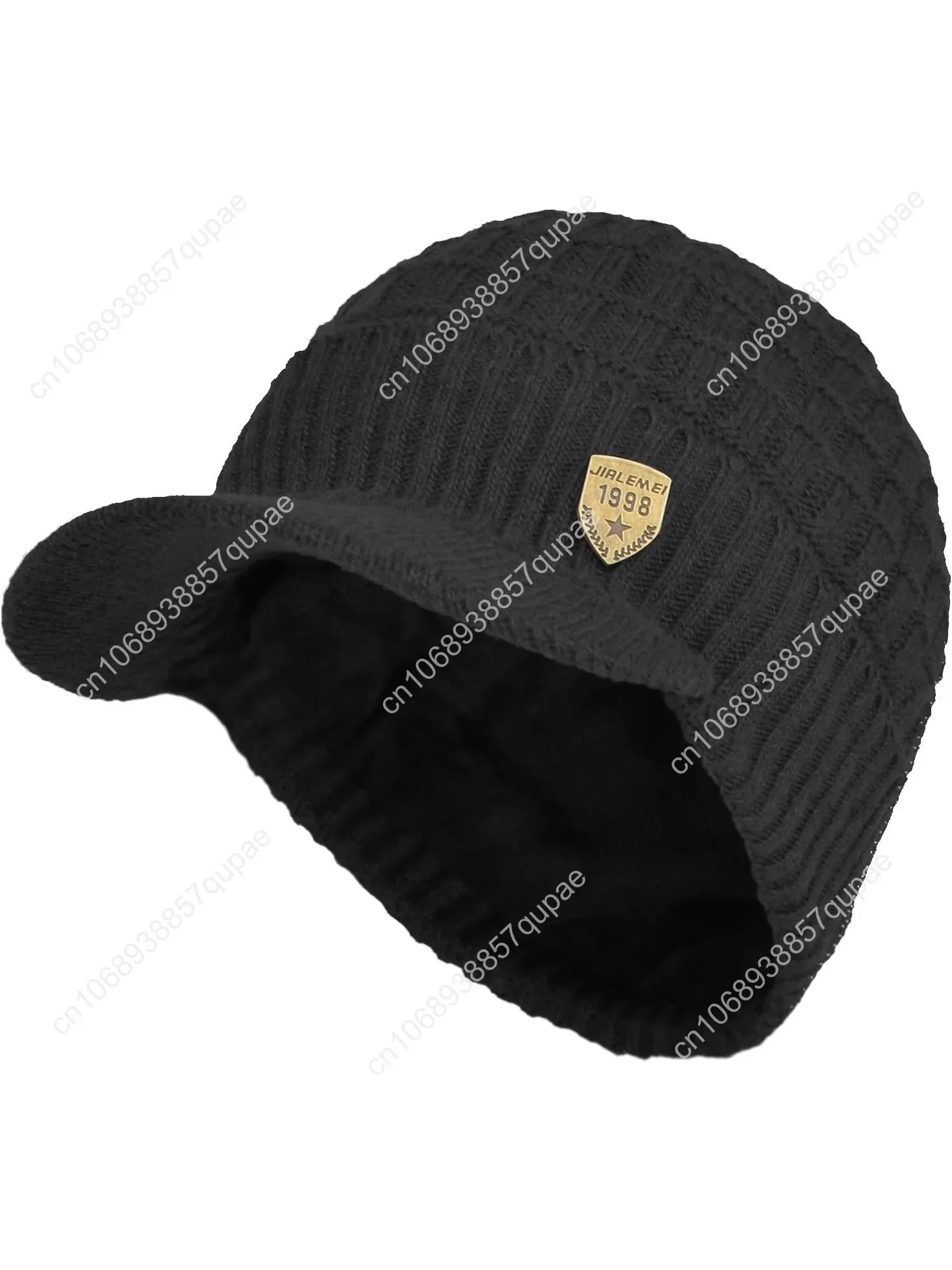 

Janey&Rubbins Sports Winter Outdoor Knit Visor Hat Billed Beanie with Brim Warm Fleece Lined for Men and Women