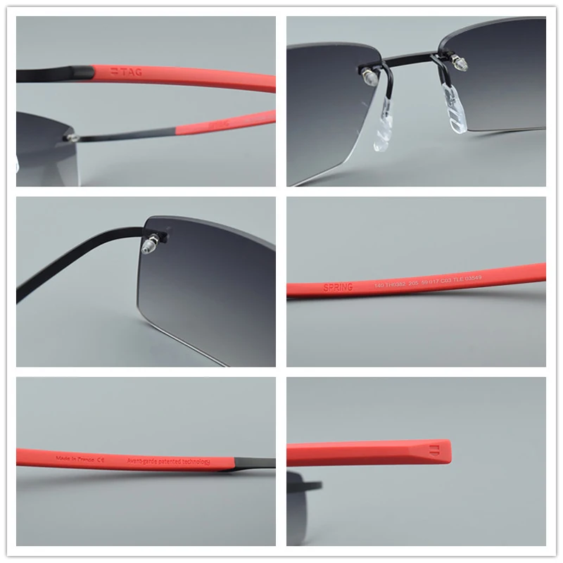 TAG Hezekiah Titanium Sunglasses Men 0382 Frameless Fashion Retro Vintage Square High Quality Nylon Lens UV400 Sun Glasses Women