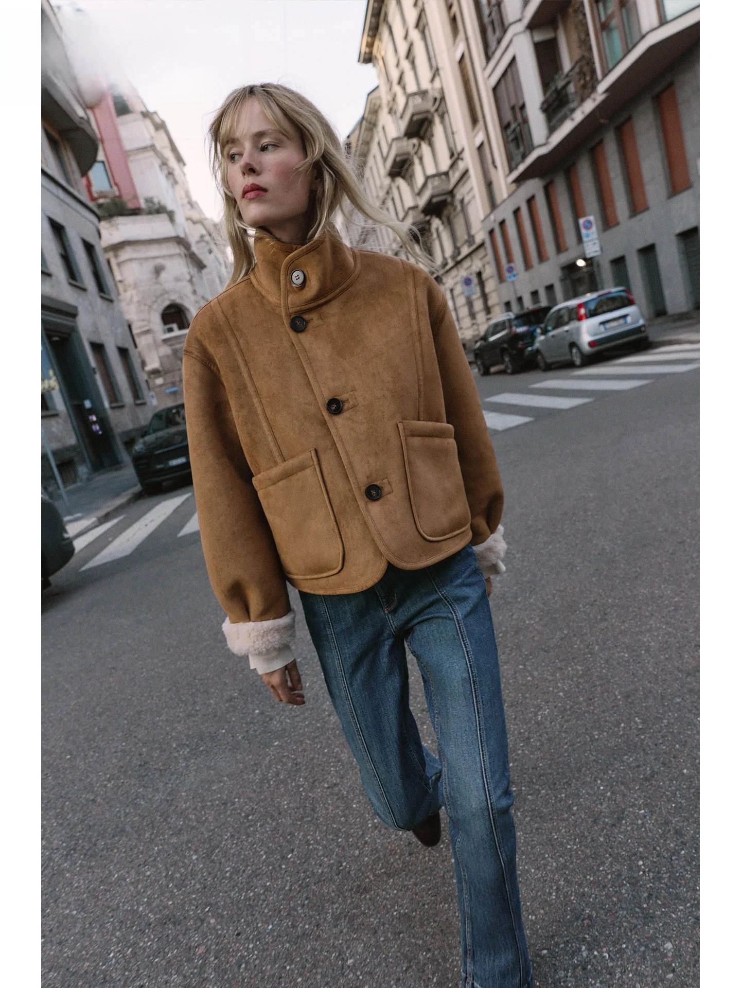 Modny dwustronny płaszcz Fce Jaet Zaprha 2025, nowa kolekcja jesień, damski płaszcz casualowy, odzież wierzchnia w stylu Sli Trend.