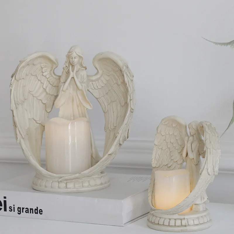 WW resin angel electronic candle holder living room bedroom TV cabinet decoration ornament