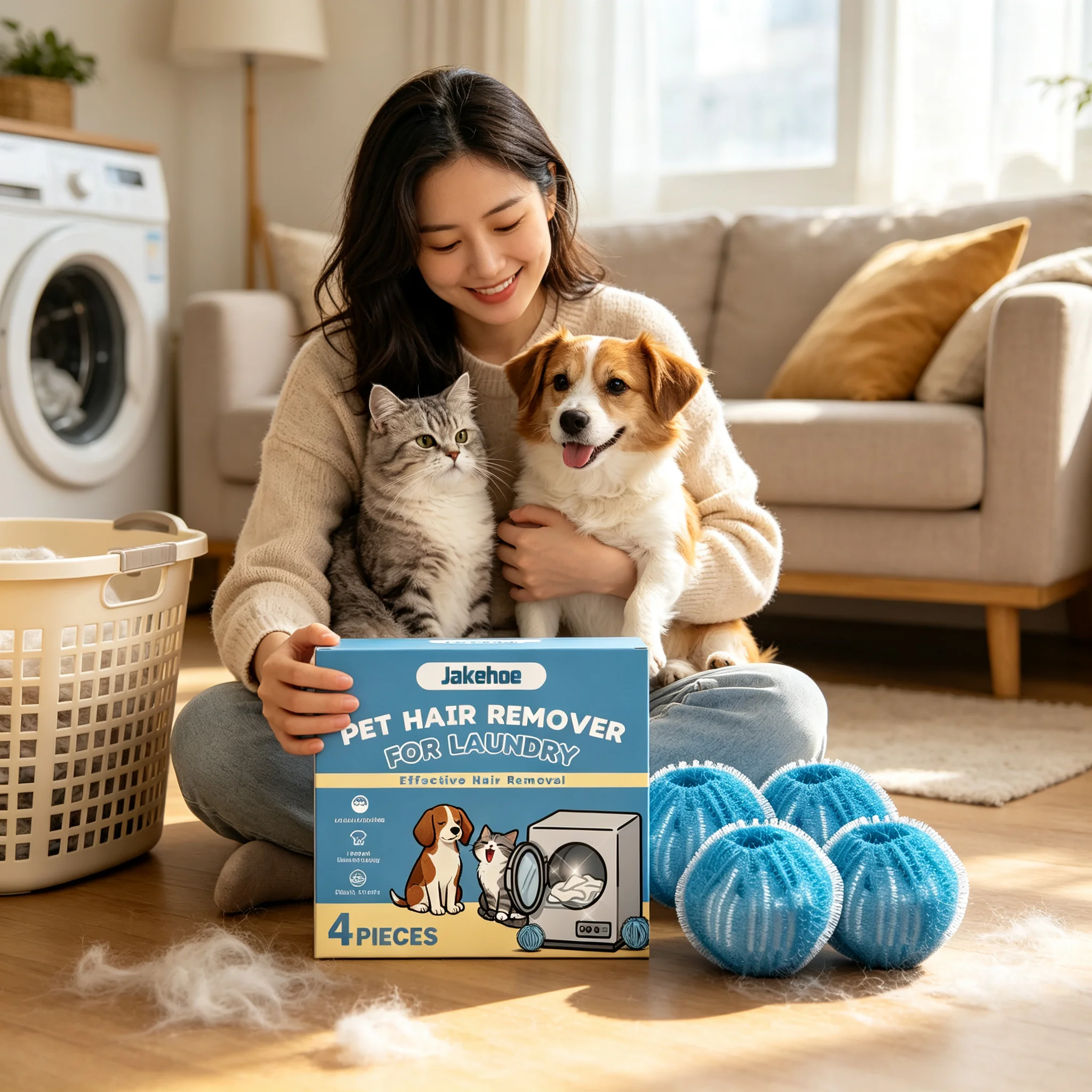 Jakehoe Pet Hair Remover for Laundry Reusable Cat Dog Lint Pet Hair Removal Tool Washing Machine Hair Catcher Balls for Pet Home