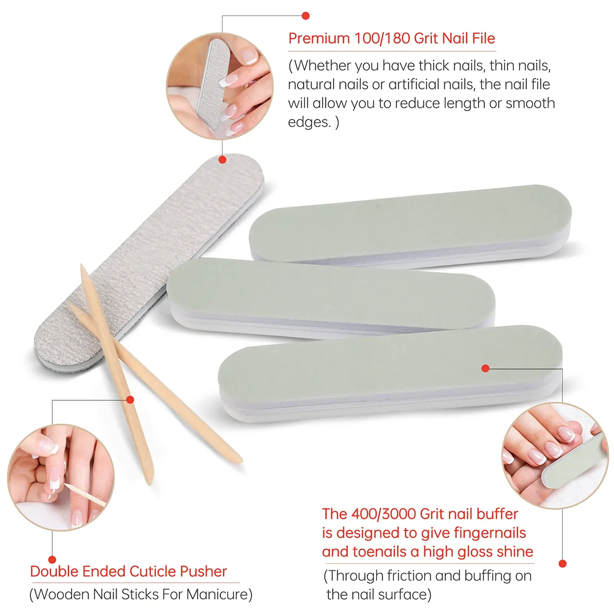 Professionelles 6-teiliges Pediküre-Set, Maniküre-Nagelset, glänzender Puffer-Nagellack für Zuhause