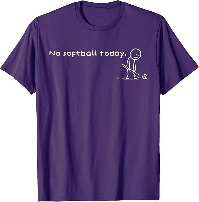 Lustiges „No Softball Today“-Humor-T-Shirt für sarkastische Meme-Sportliebhaber – Y2K-Zeichnung, Comic, verspielte Stickman-Grafik mit Spruch – T-Shirt-Kleidung – Detail 14