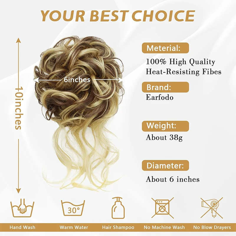 2PCS Short Curly Synthetic Hair Buns With Messy Hair Piece Synthetic Updo Chignon Fake Scrunchies Hair Buns Extensions for Women