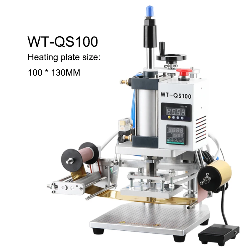

WT-Q100/WT-QS100 Пневматическая машина для горячего тиснения фольгой Настольная машина для тиснения кожи Горячий пресс для тиснения Термопресс 220 В/110 В