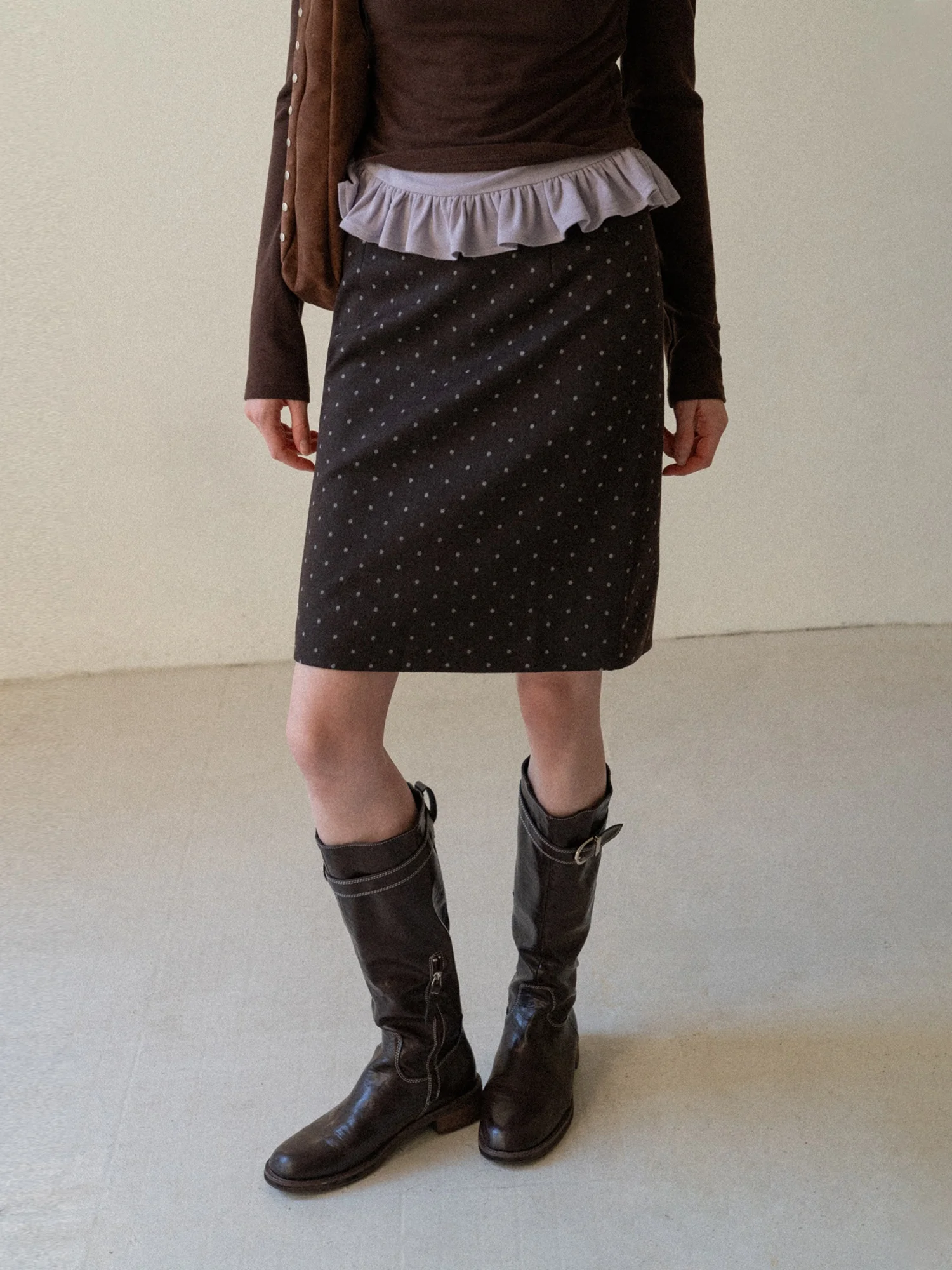 

Eggka Vintage Polka Dot Asymmetrical High Waist A-Line Skirt Women's Autumn Winter Slimming Wrap Skirt Casual Polyester ...