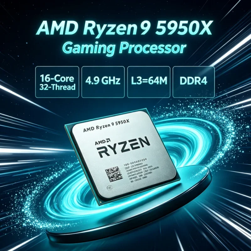 AMD Ryzen 9 5950X DDR4 16-Core 32-Thread UP to 4.9GHz 105W but without cooler Gaming CPU L3=64M Socket AM4 3.4 GHz