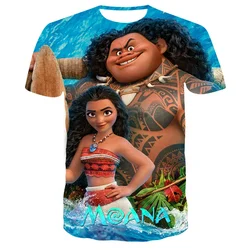 Футболка с 3D принтом Disney Anime Movie Moana, милая футболка с круглым вырезом и короткими рукавами для мальчиков и девочек, модные уличные топы в стиле Харадзюку