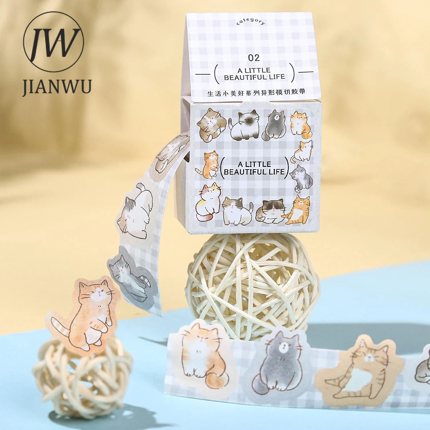JIANWU 25mm*200cm 작은 아름다운 생활 시리즈 귀여운 고양이 집 풍경 재료 콜라주 테이프 크리 에이 티브 저널 편지지