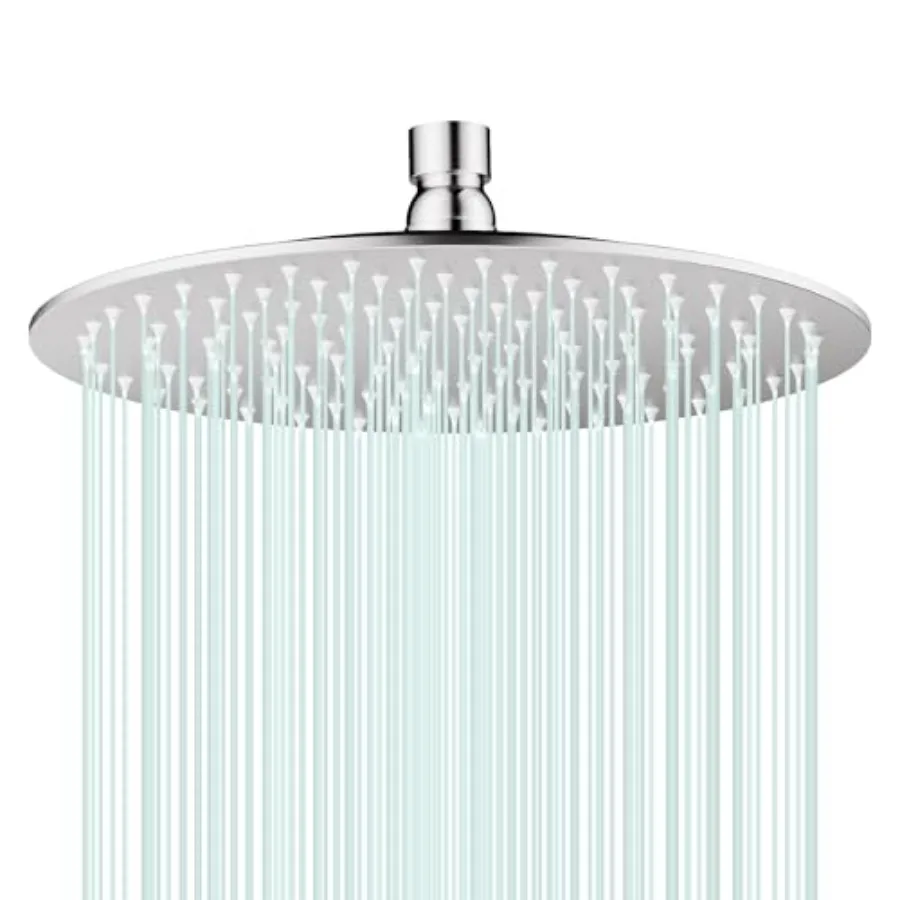 All Metal Rain Shower Head - Heavy Duty Stainless Steel Easy Install High Water Flow Ultra-Thin Modern Design for Bathroom Chro