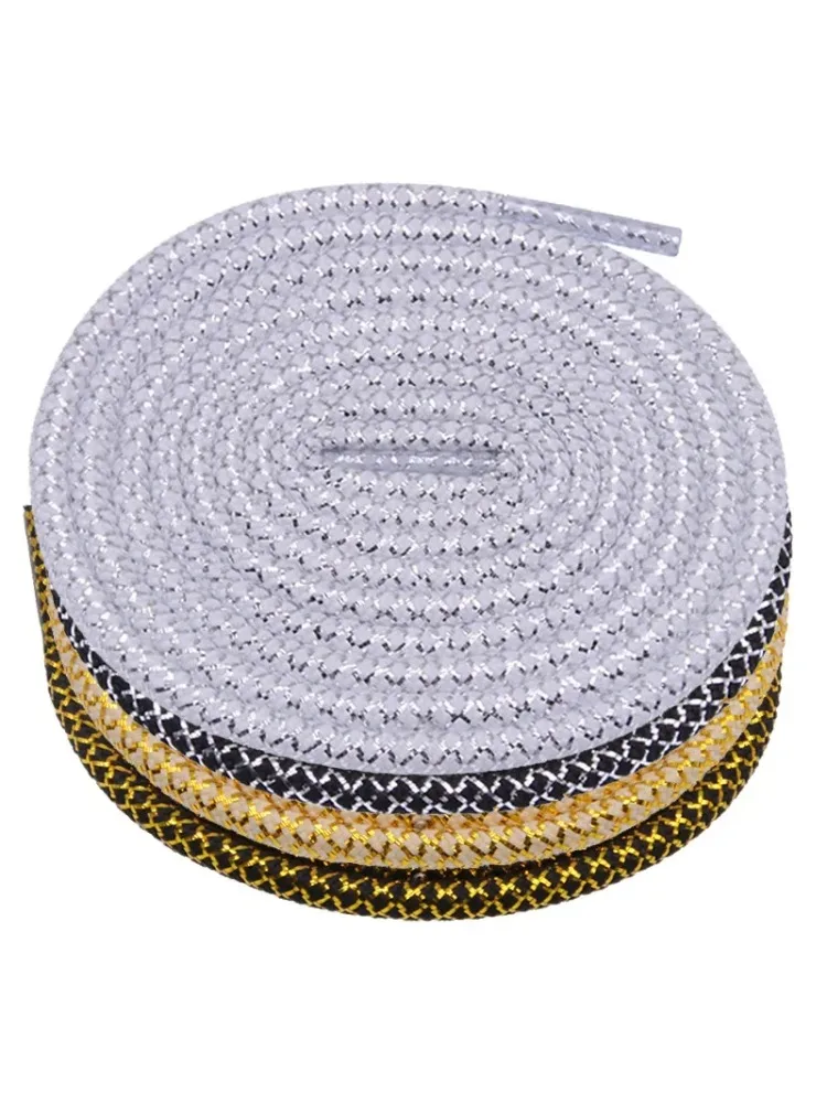 1 paire de lacets ronds en fil d'or pour baskets chaussures décontractées corde de haute qualité lacet chaussures de basket-ball accessoires 120/140/160CM