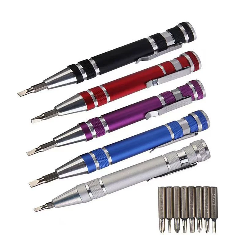 

Multifunction 8 In 1 Pocket Precision Mini Pen Screwdriver Set Bits for Mobile phone Repair DIY Repair Hand Tools Kit