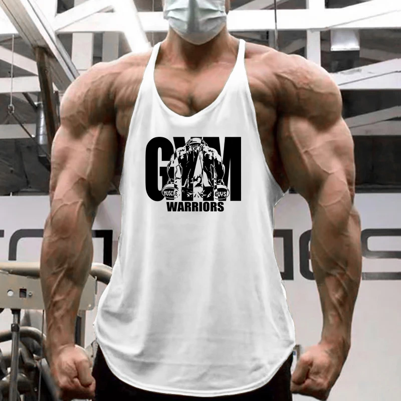 Summer Poure Cotton Gym Stringer Tank Top Men Clothing Bodybuilding Sleeveless Fitness Vest  Muscle Singlets Workout Tank