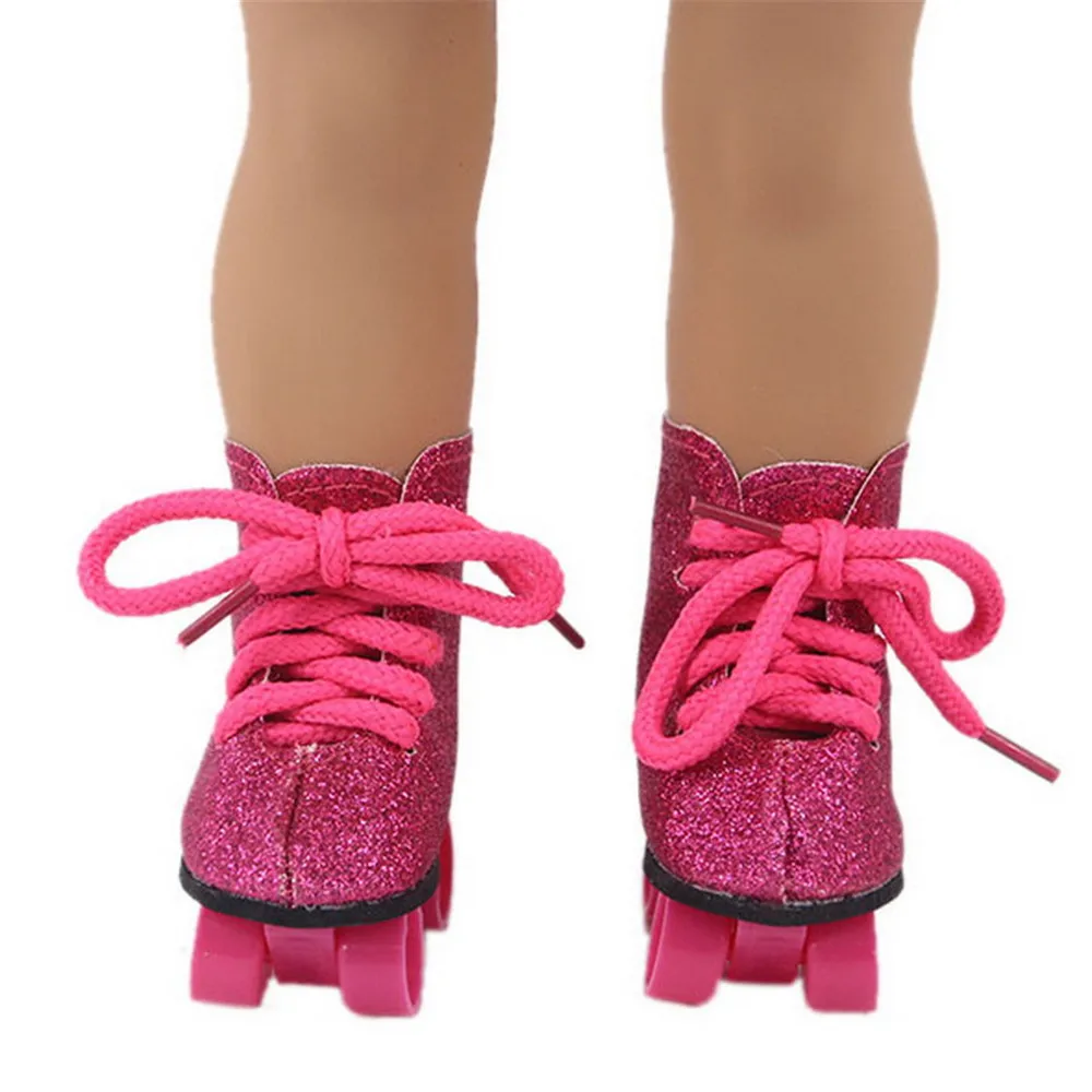 18 Inch American Doll Roller Ice Skates Doll Boots Shoes Fit for 43Cm Baby New Born Doll Generation Christmas Girl`s Toy DIY