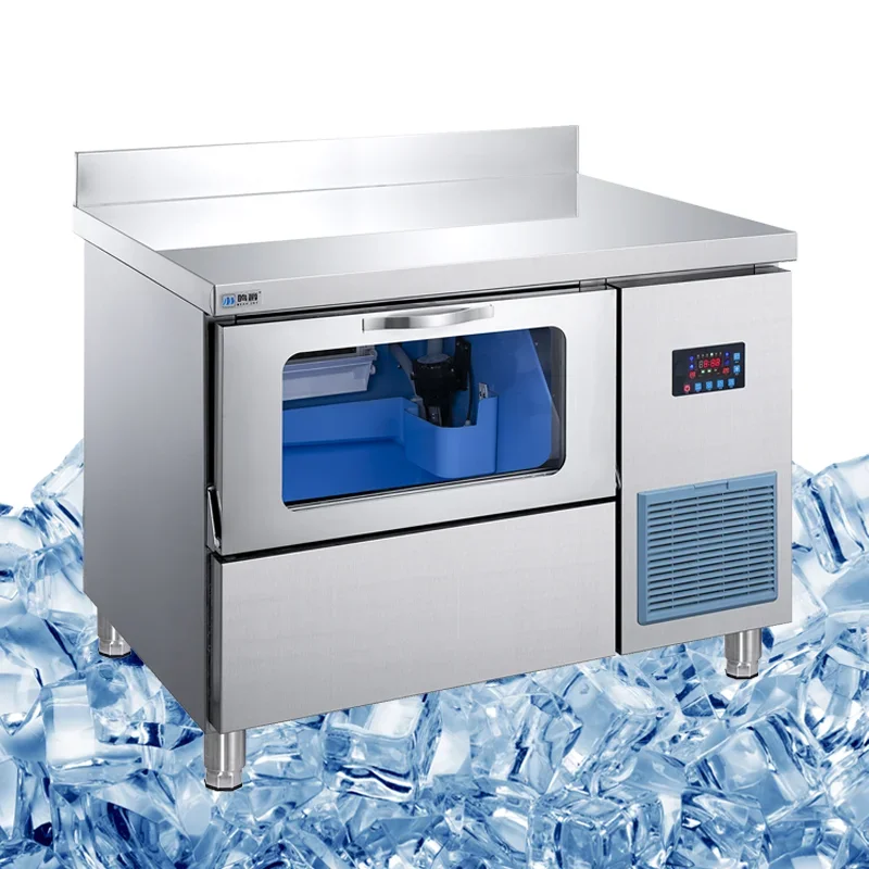 Automatic Crescent Ice Machine, Commercial Split Ice‑Maker 100 Lbs, Air & Water Cooling for Milk‑Tea Store