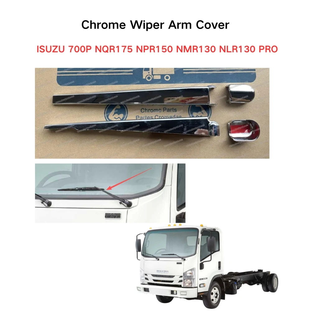 FDONG 1 Set 2 Pcs Chrome Wiper Arm Cover for ISUZU 700P NQR175 NPR150 NMR130 NLR130 PRO
